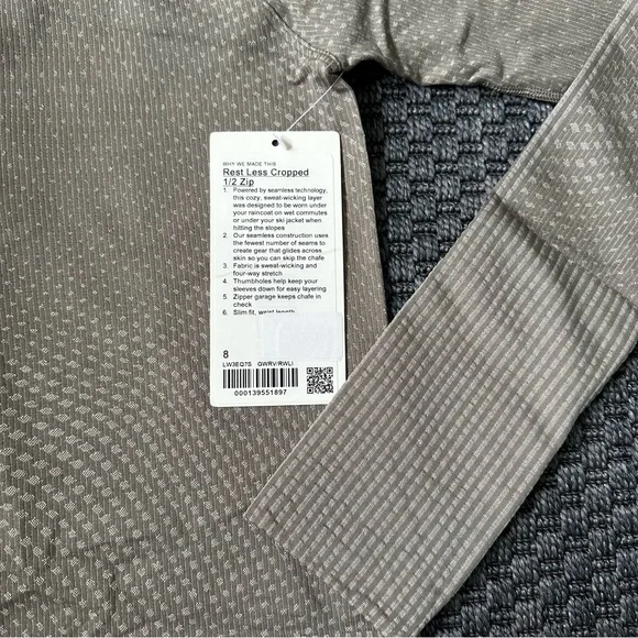 Lululemon Rest Less Cropped Half-Zip Grid Warp Rover / Raw Linen - Picture 5 of 7